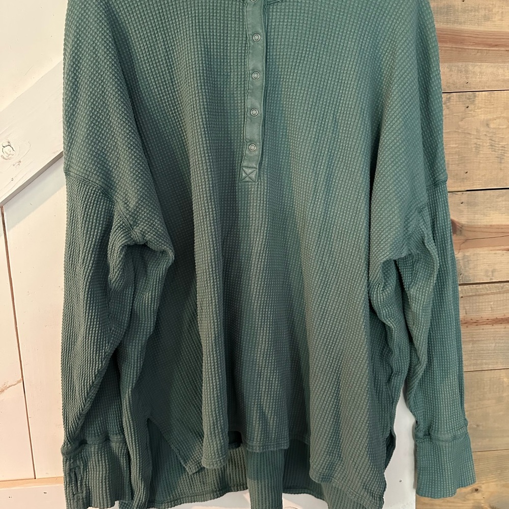 Offline by Aerie Sage Green Waffle Knit Shirt